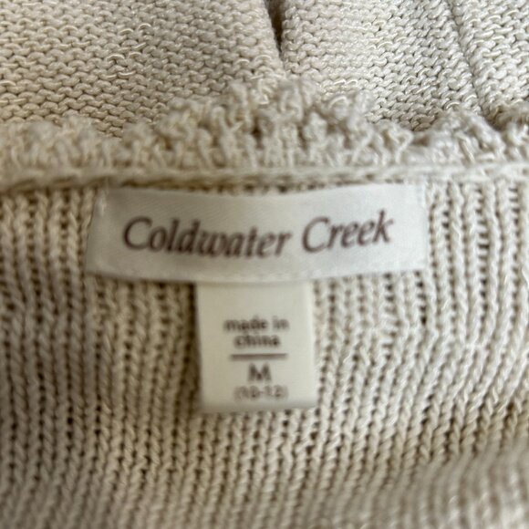 Coldwater Creek Neutral Crochet Trim Pearlized Button Cardigan Size M - Picture 6 of 7